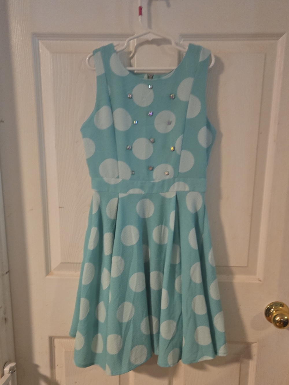 GB Girls Mint Green Polka Dot Dress with Jewel Accents